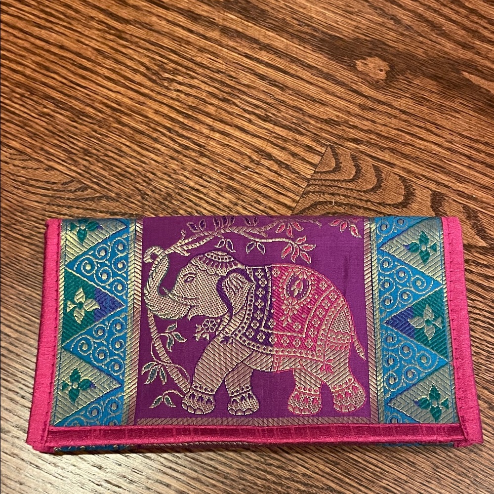 Purple Elephant Embroidered Clutch